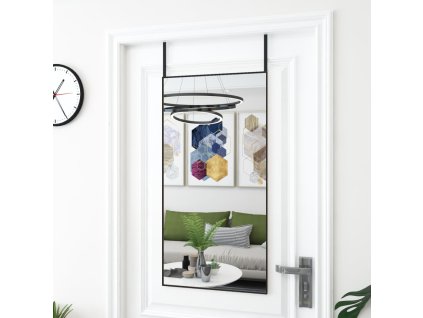 Zrcadlo na dveře černé 50 x 100 cm sklo a hliník