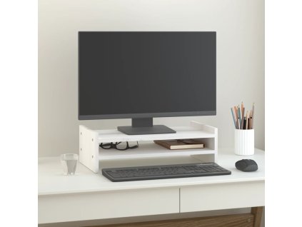 Stojan na monitor bílý 50x27x15 cm masivní borové dřevo