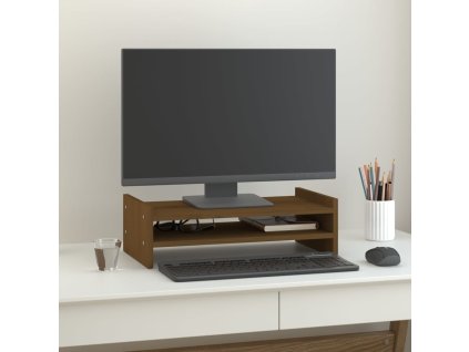 Stojan na monitor medově hnědý 50x27x15 cm masivní borové dřevo