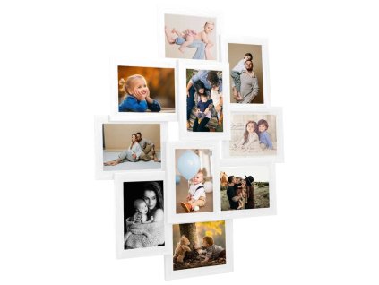 Kolážový fotorámeček na 10 obrázků (13 x 18 cm) bílý MDF
