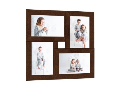 Kolážový fotorámeček na 4 obrázky (10 x 15 cm) tmavě hnědý MDF