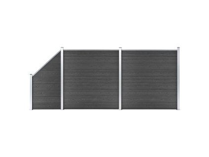 Set plotového dílce WPC 446 x (105–186) cm černý 3070438