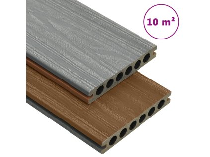 Terasová prkna WPC s příslušenstvím hnědá a šedá 10 m² 2,2 m