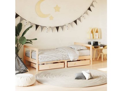 Dětská postel se zásuvkami 80 x 160 cm masivní borové dřevo