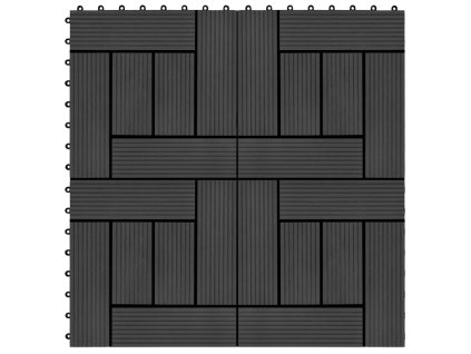 Terasové dlaždice z dřevoplastu 11 ks 30 x 30 cm 1 m² černé