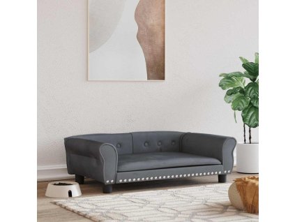 Pelíšek pro psy tmavě šedý 95 x 55 x 30 cm samet