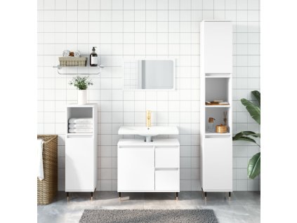 3dílný set koupelnového nábytku bílý kompozitní dřevo