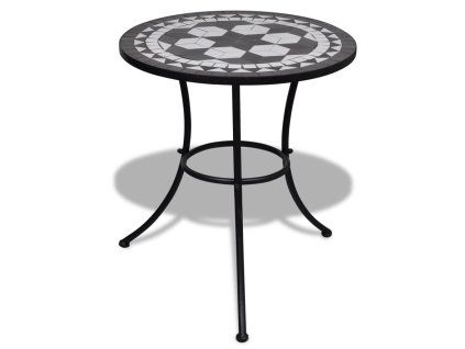 Bistro stolek černý a bílý 60 cm mozaika 41532