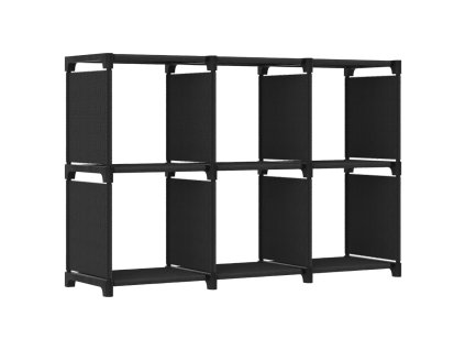 Výstavní police s 6 přihrádkami černá 103 x 30 x 72,5 cm textil