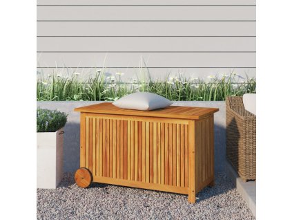 Zahradní úložný box s kolečky 90 x 50 x 58 cm masivní akácie