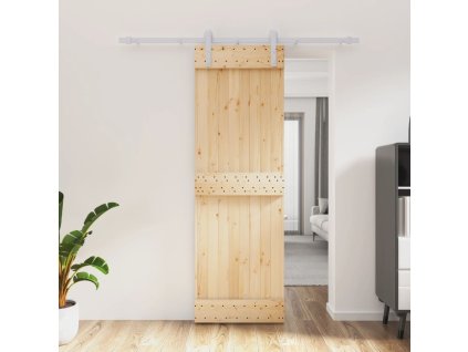 Posuvné dveře s kováním 70 x 210 cm masivní borové dřevo