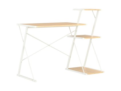 Psací stůl s poličkou bílý a dub 116 x 50 x 93 cm