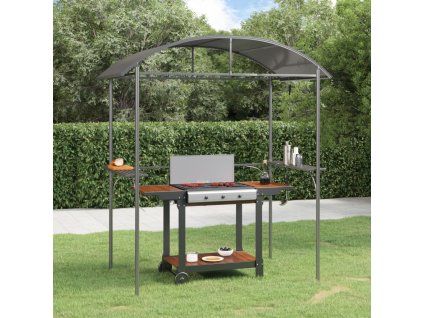 BBQ altán s bočními policemi antracitový 220x115x230 cm ocel 360138