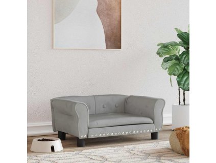 Pelíšek pro psy světle šedý 70 x 45 x 30 cm samet