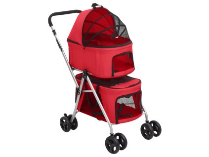 2patrový skládací kočárek pro psa červený 83x48x97 cm oxford