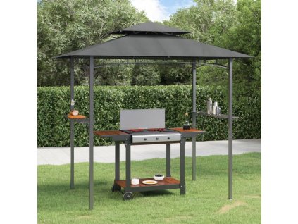 BBQ altán s bočními policemi antracitový 240x150x243 cm ocel