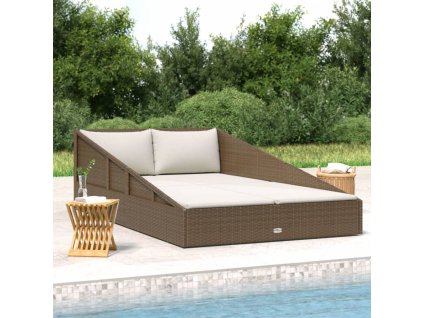 Zahradní postel hnědá 110 x 200 cm polyratan