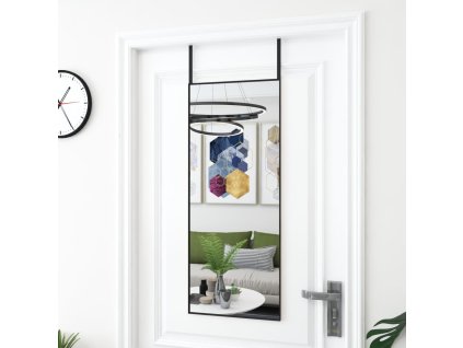 Zrcadlo na dveře černé 40 x 100 cm sklo a hliník