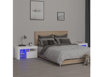Noční stolky 2 ks s LED osvětlením bílé 70 x 36,5 x 40 cm