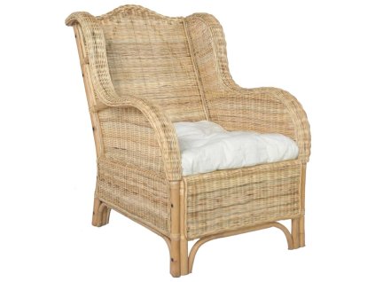 Pohovka s poduškou přírodní ratan a len