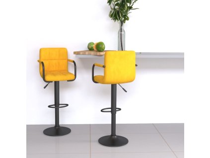 Barové židle 2 ks hořčicově žluté samet