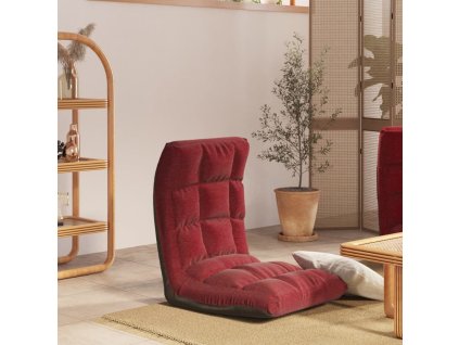 Skládací lenoška na podlahu vínová textil