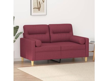 2místná pohovka s polštáři vínová 120 cm textil