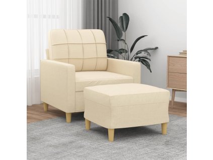 Křeslo s podnožkou krémové 60 cm textil