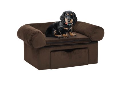 Pohovka pro psy se zásuvkou hnědá 75 x 50 x 38 cm plyš