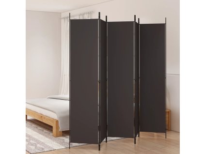 5dílný paraván hnědý 250x220 cm textil