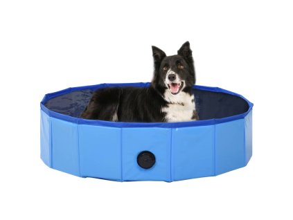 Skládací bazén pro psy modrý 80 x 20 cm PVC