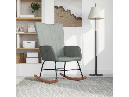 Houpací křeslo světle šedé samet