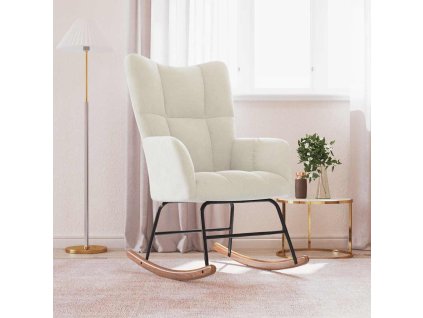 Houpací křeslo krémově bílé samet