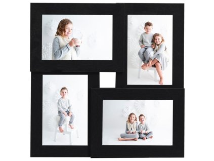 Kolážový fotorámeček na 4 obrázky (13 x 18 cm) černý MDF