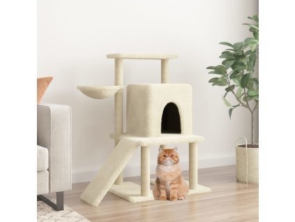 Škrabadlo pro kočky se sisalovými sloupky krémové 96,5 cm