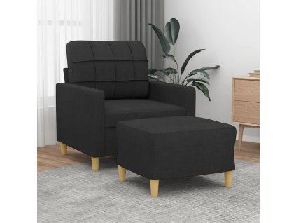 Křeslo s podnožkou černé 60 cm textil