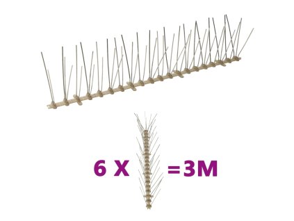 5řadové plastové hroty proti ptákům a holubům sada 6 ks 3 m