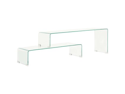 2dílný konferenční stolek 90x30x20 / 110x30x40 cm tvrzené sklo