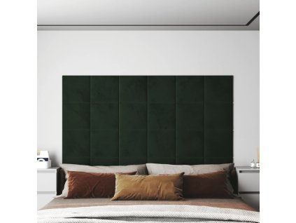 Nástěnné panely 12 ks tmavě zelené 30 x 30 cm samet 1,08 m²