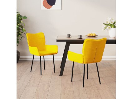 Jídelní židle 2 ks žluté samet