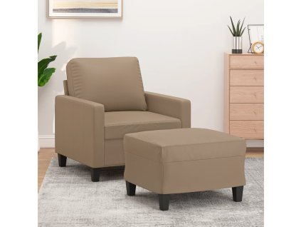 Křeslo s podnožkou cappuccino 60 cm umělá kůže