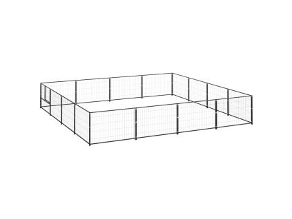 Psí kotec černý 16 m² ocel 3082143