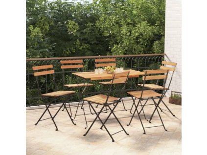 7dílný skládací bistro set masivní akáciové dřevo a ocel