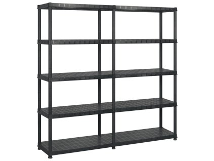 Úložný regál 5patrový černý 183 x 45,7 x 185 cm plast