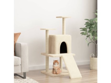 Škrabadlo pro kočky se sisalovými sloupky krémové 110 cm