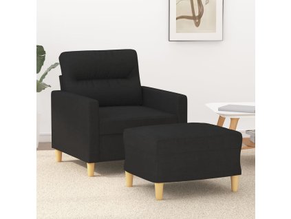 Křeslo s podnožkou černé 60 cm textil