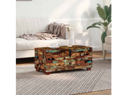 Konferenční stolek truhla masivní recyklované dřevo 80x40x35 cm