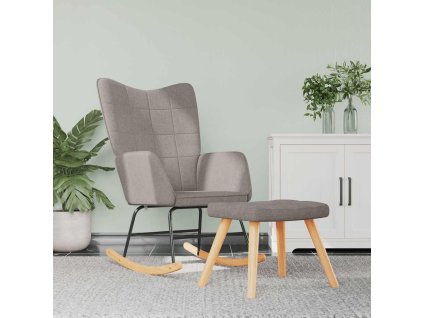 Houpací křeslo se stoličkou taupe textil