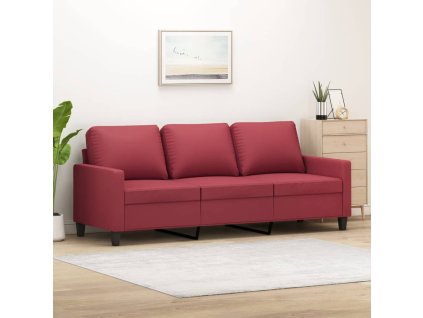 3místná pohovka vínová 180 cm umělá kůže