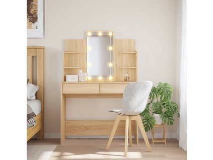 Toaletní stolek s LED osvětlením dub sonoma 96 x 40 x 142 cm